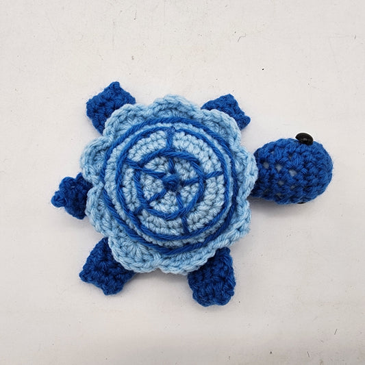 Hand Crocheted Turtle Blue on Blue