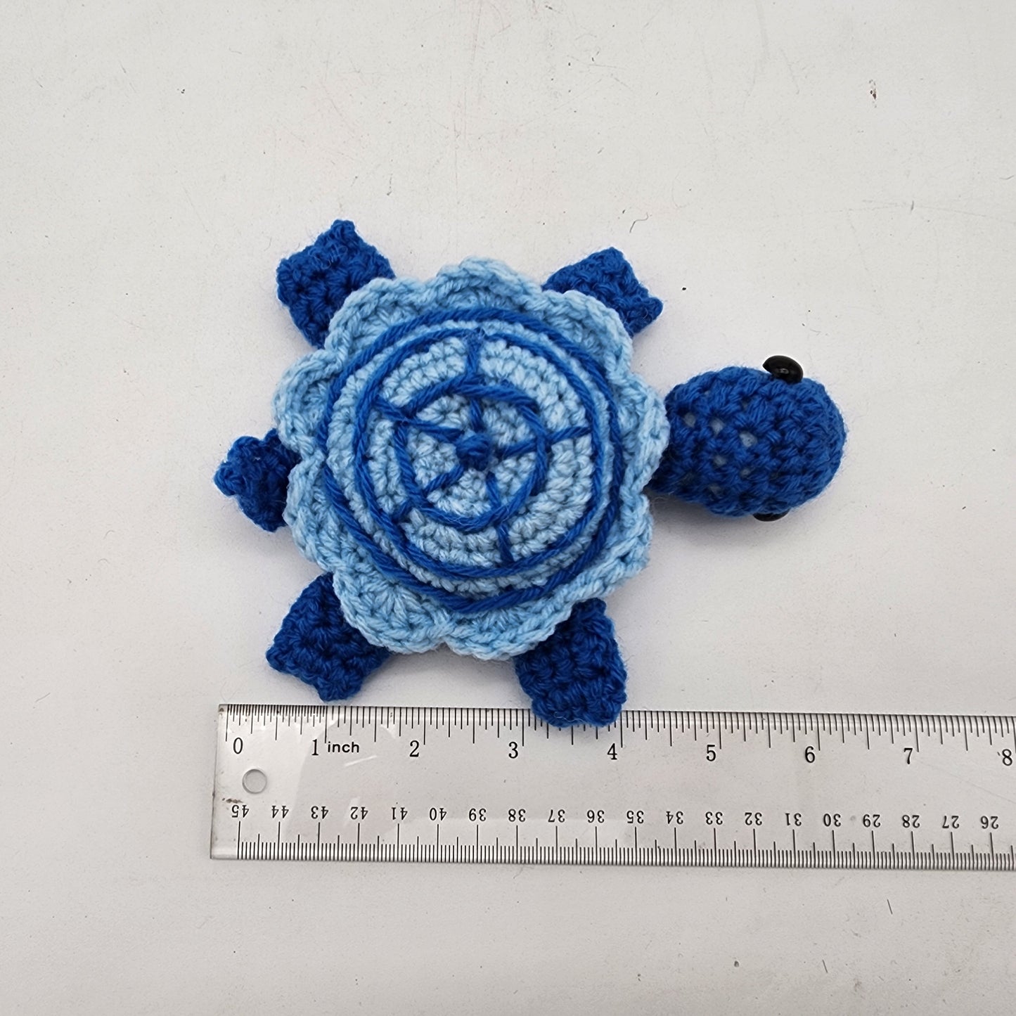 Hand Crocheted Turtle Blue on Blue