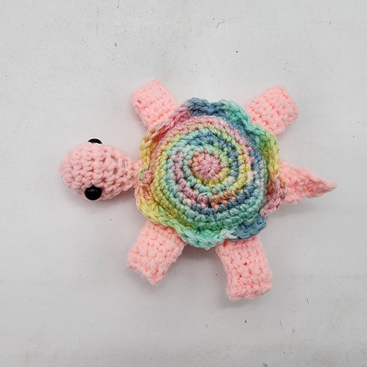 Hand Crocheted Turtle Pink and Variegated