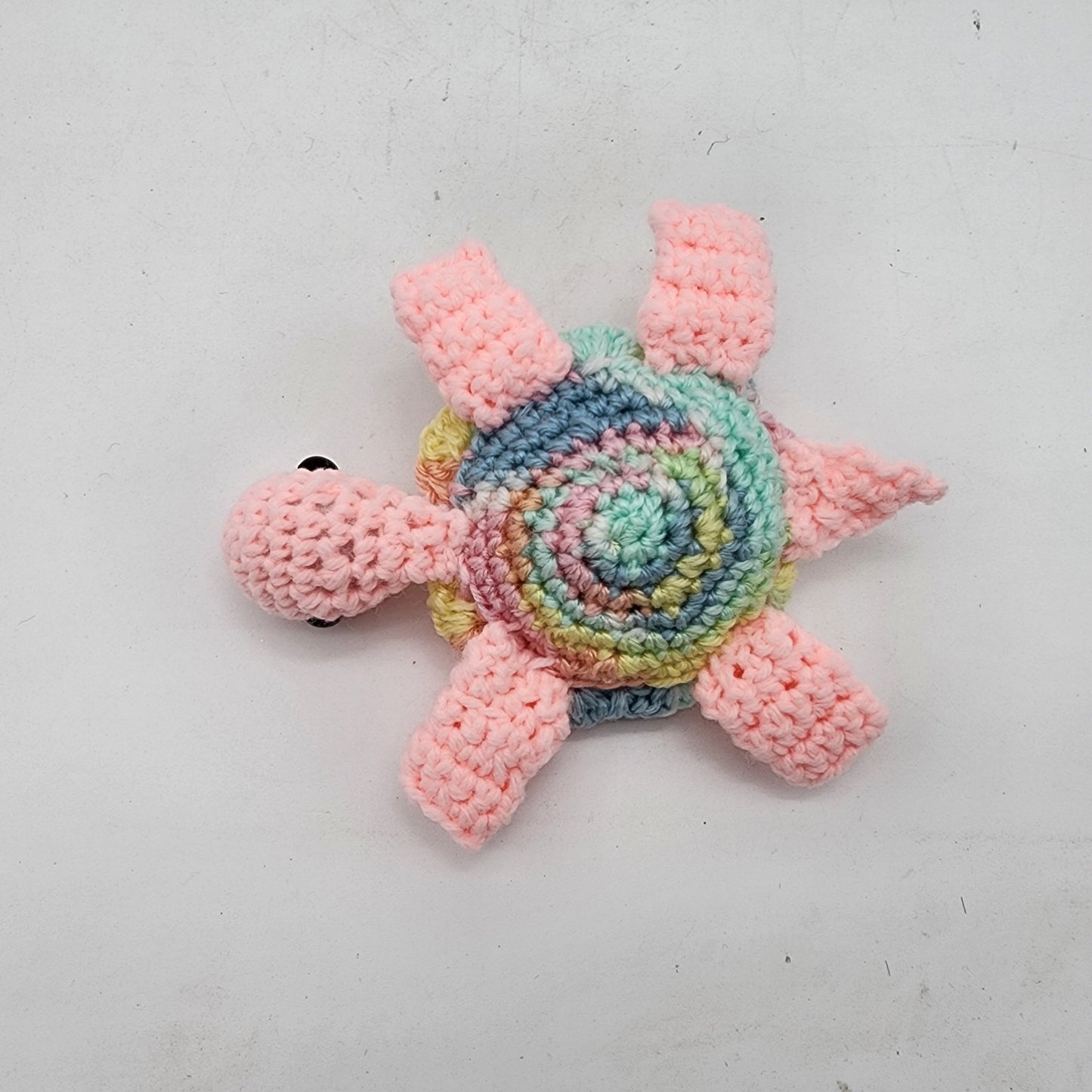 Hand Crocheted Turtle Pink and Variegated