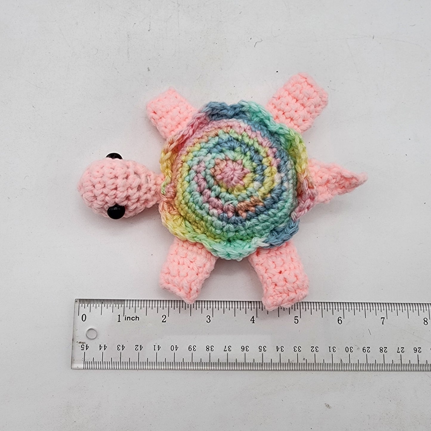 Hand Crocheted Turtle Pink and Variegated