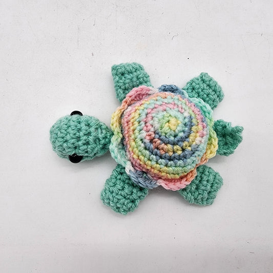 Hand Crocheted Turtle Green and Variegated