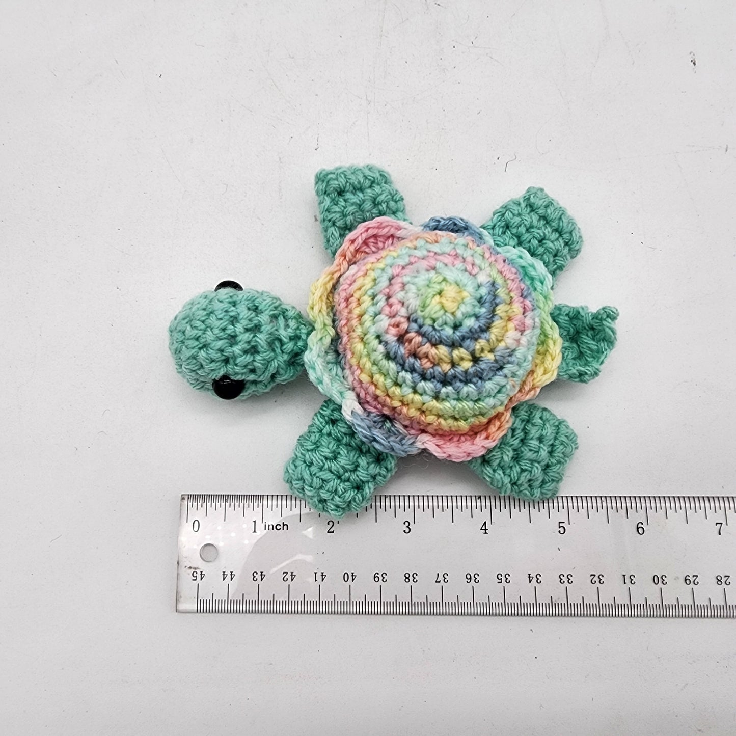 Hand Crocheted Turtle Green and Variegated