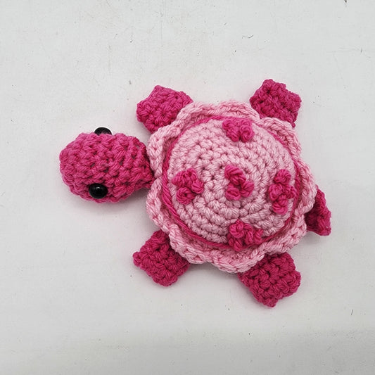 Hand Crocheted Turtle Pink on Pink