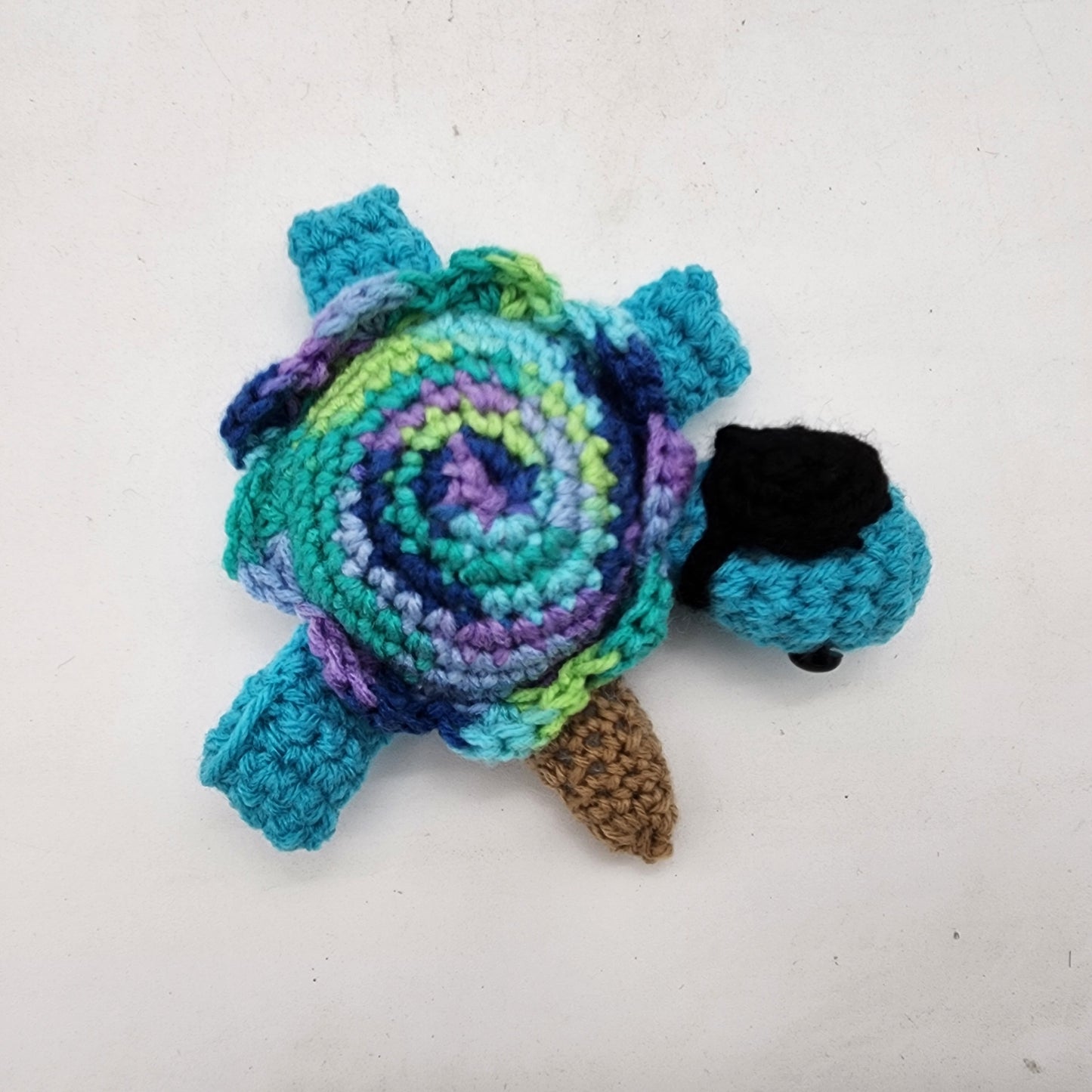 Hand Crocheted Turtle Blue Variegated Pirate