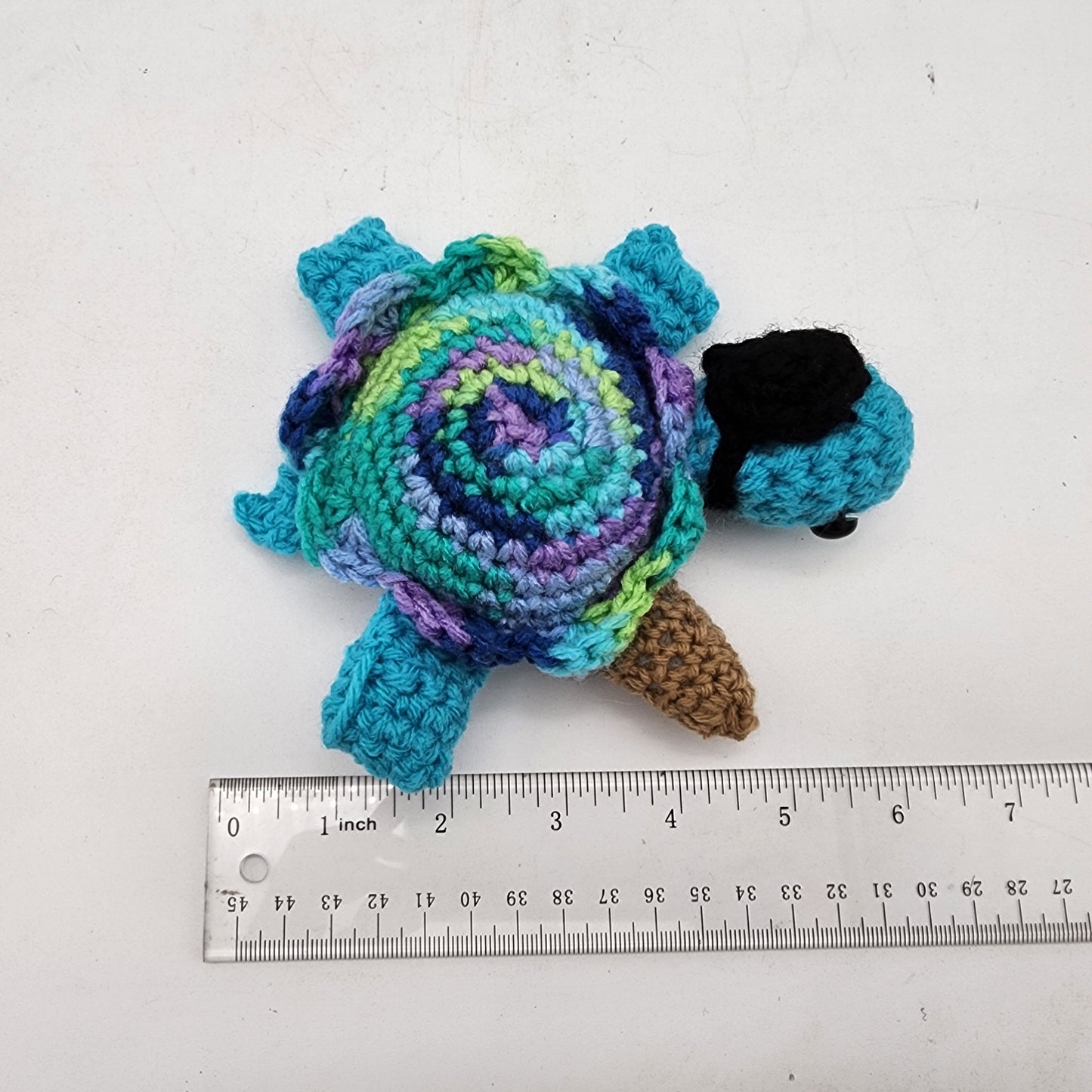 Hand Crocheted Turtle Blue Variegated Pirate