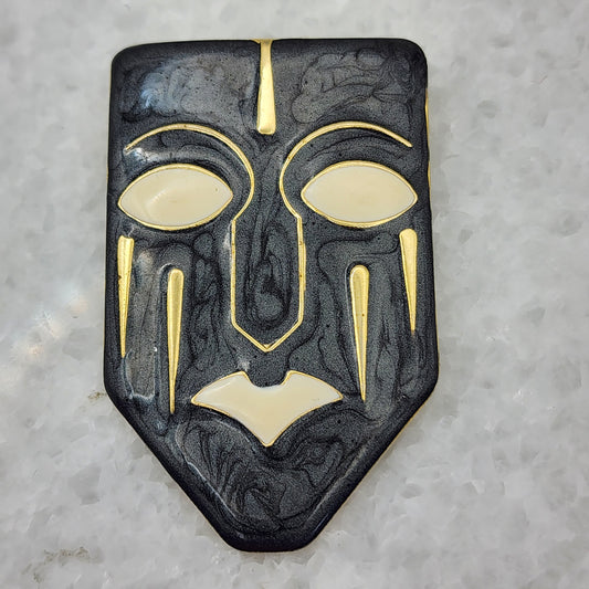 Vintage Enameled Mask Brooch