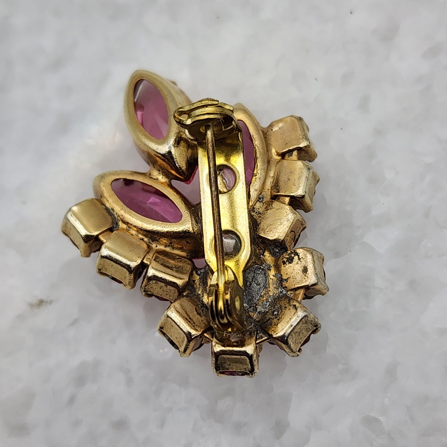 Vintage Pink & AB Rhinestone Brooch