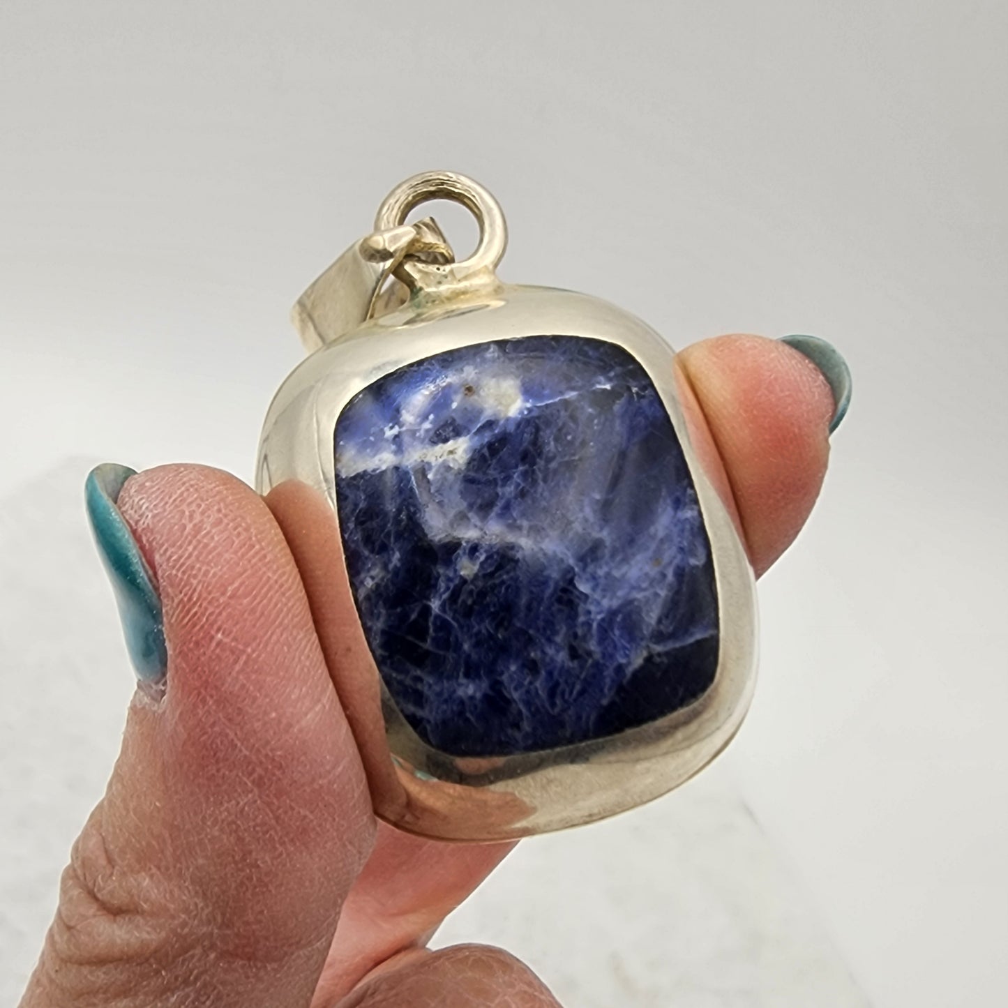 Large Sodalite 925 Sterling Silver Pendant