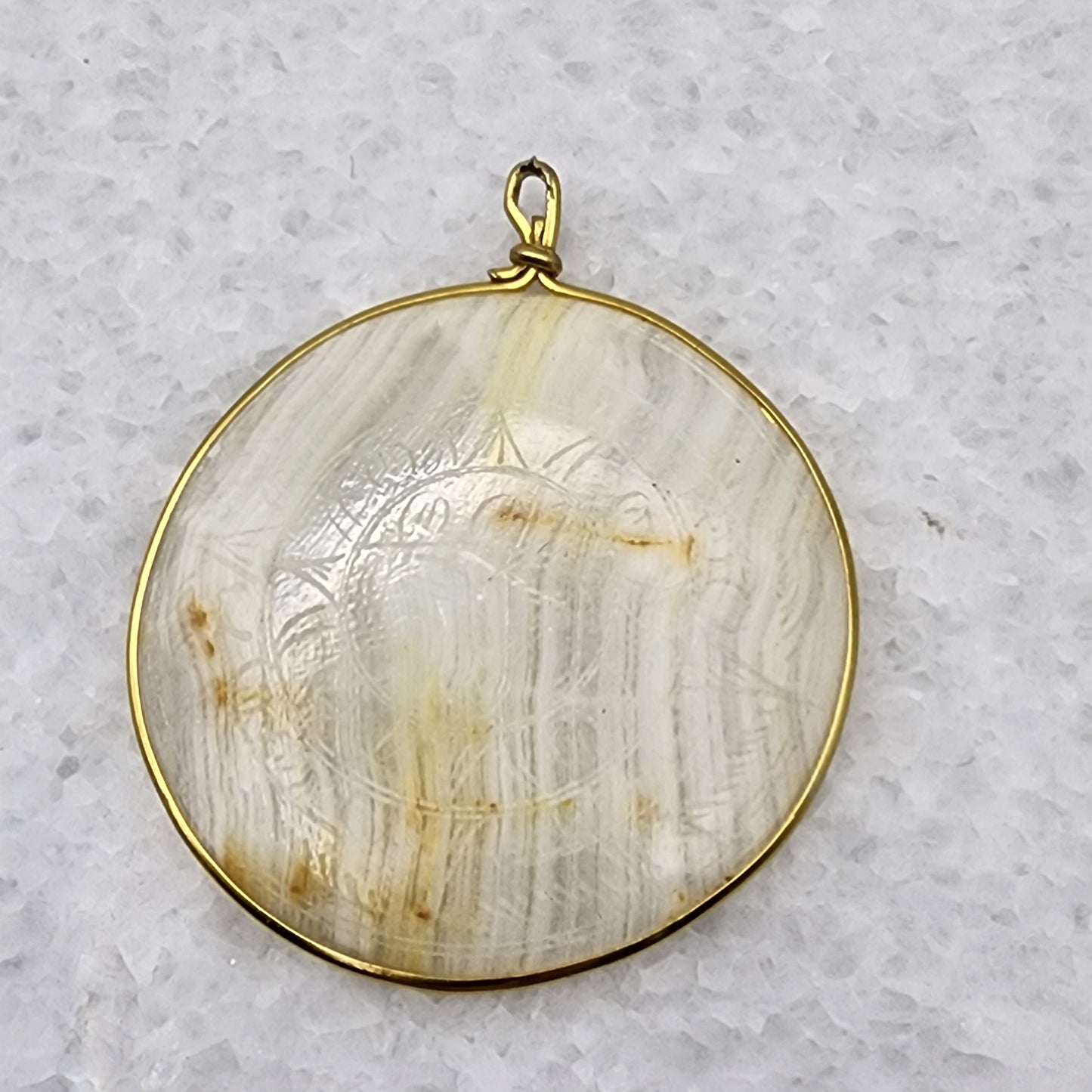 Etched Stone Disc Pendant