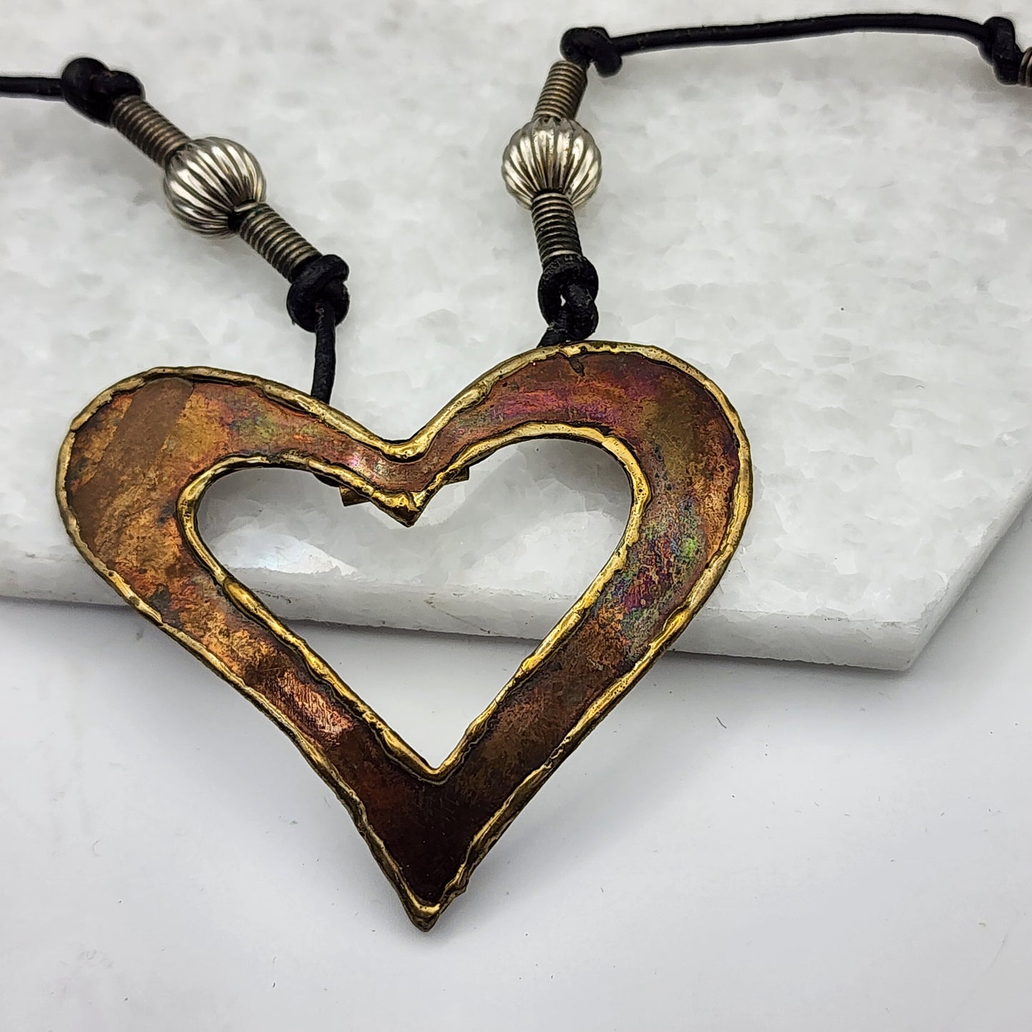 Artisan Copper Heart Earrings and Necklace Set