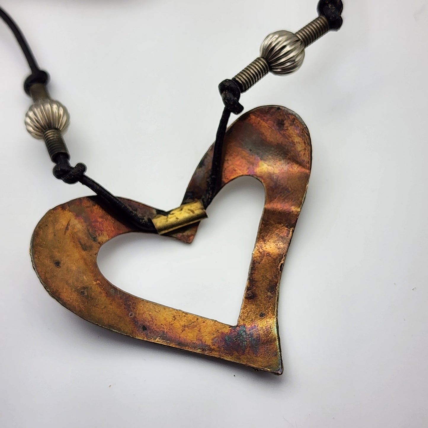 Artisan Copper Heart Earrings and Necklace Set