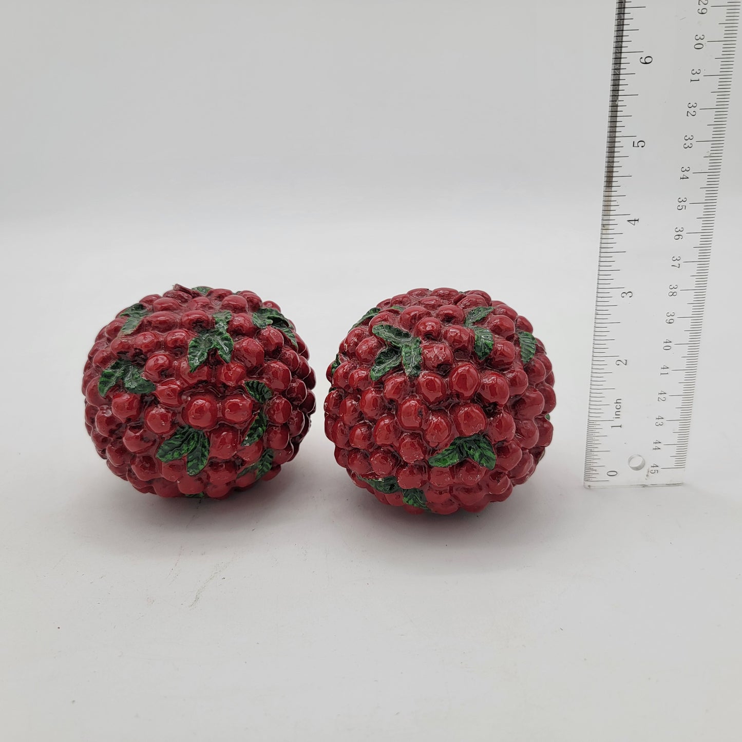 Pair of Vintage Cranberry Ball Candles