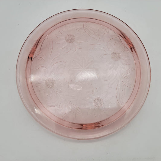 Jeannette Sunflower Pink Depression Glass Cake Stand