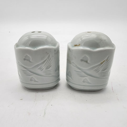 Celadon Salt and Pepper Shakers with Birds