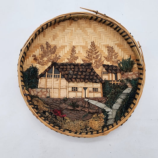 Bark Painting on Bamboo Basket