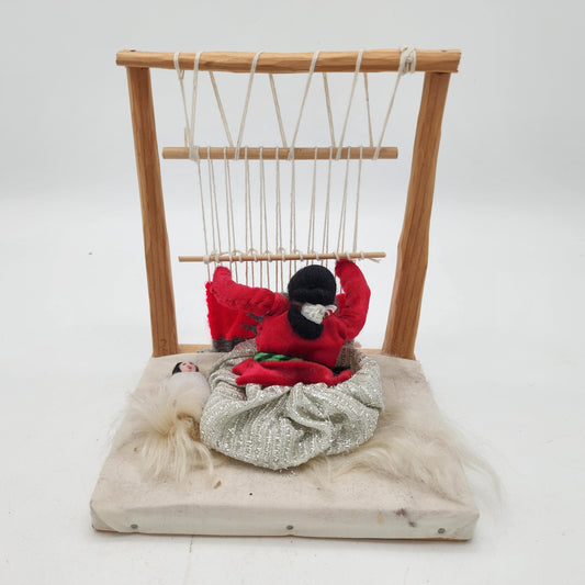 Navajo Woman Weaving on a Loom Doll