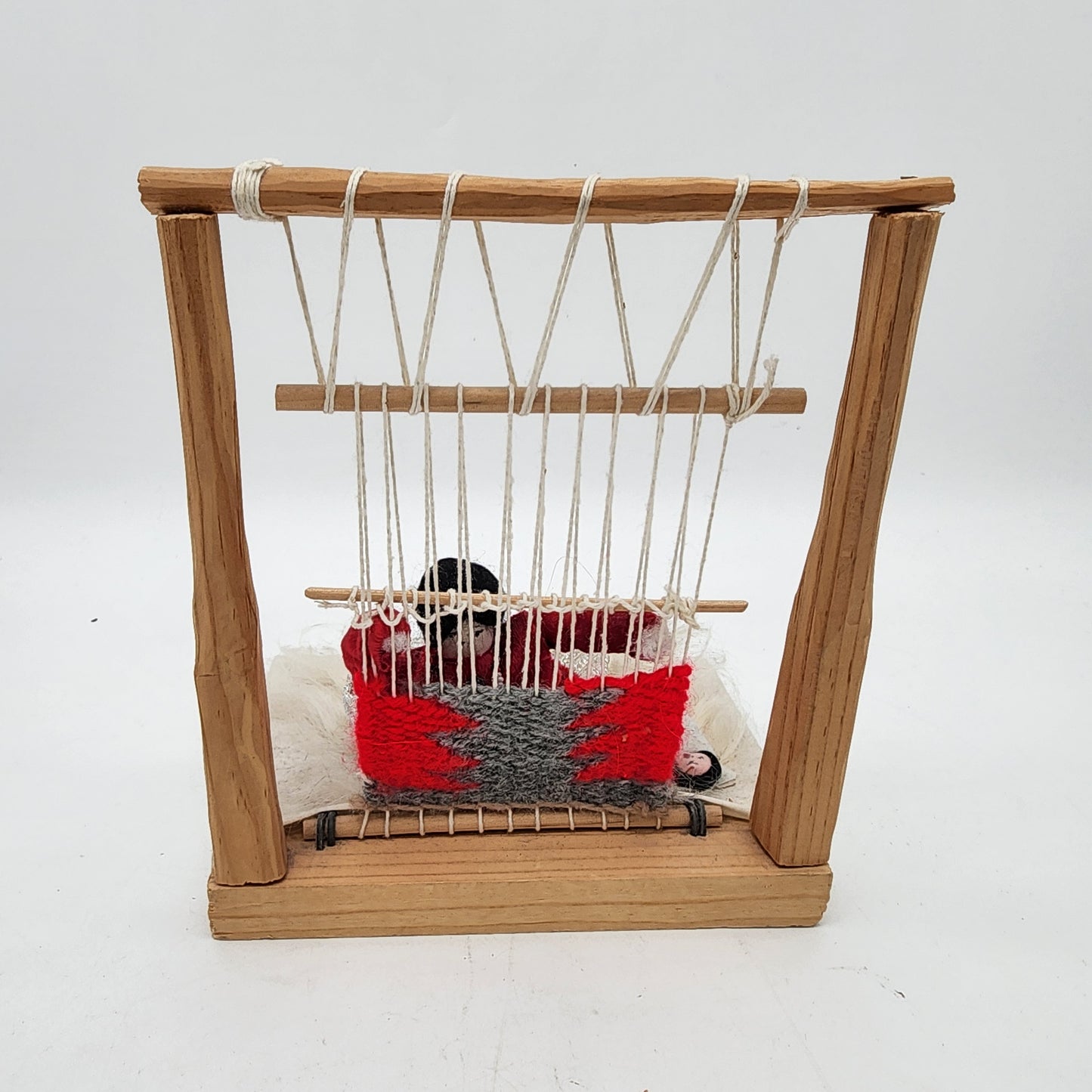 Navajo Woman Weaving on a Loom Doll