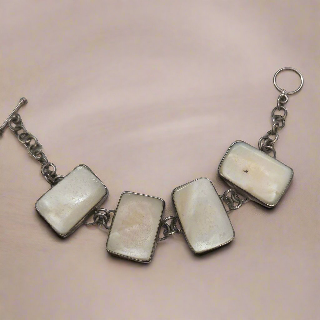 925 Silver Mother of Pearl Link Bracelet