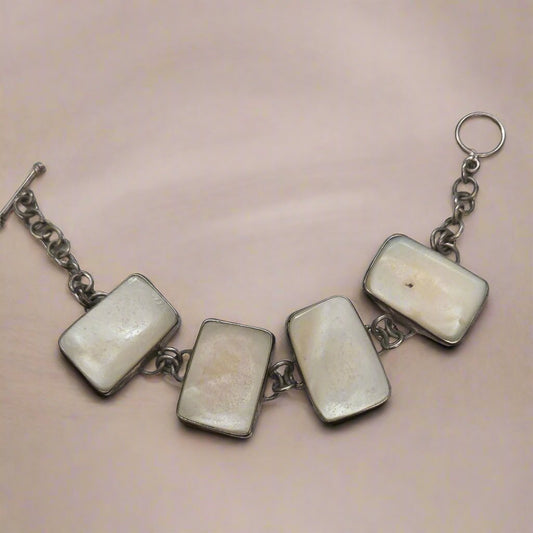 925 Silver Mother of Pearl Link Bracelet