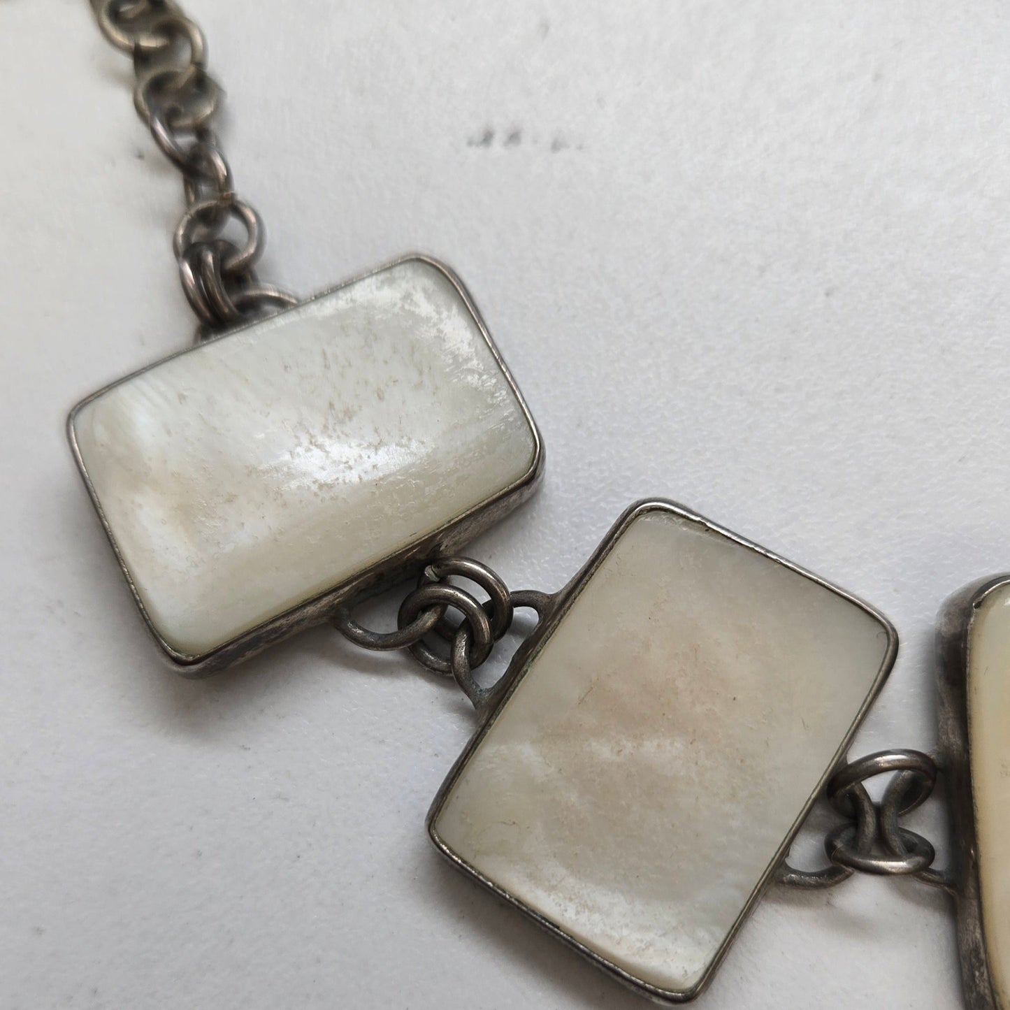 925 Silver Mother of Pearl Link Bracelet