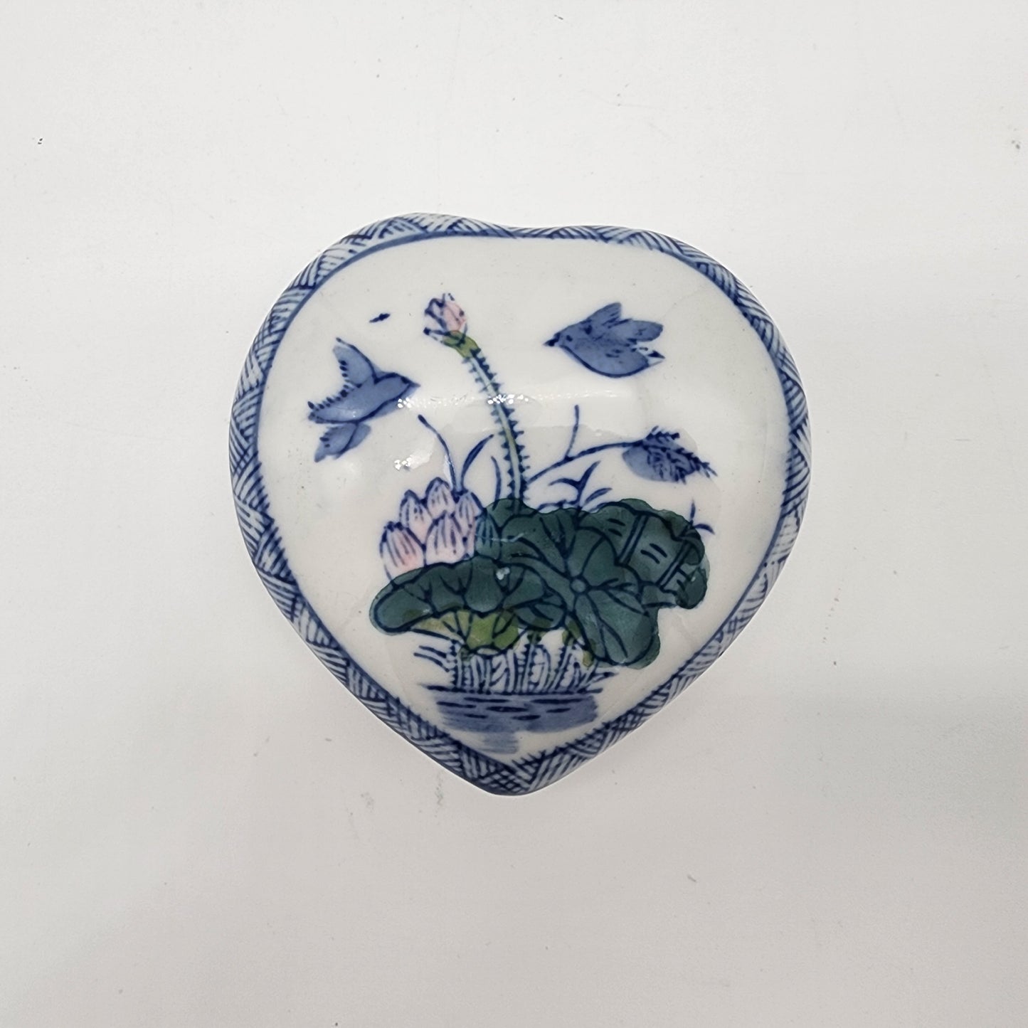 Chinese Porcelain Heart Trinket Box