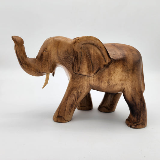 Wood Elephant with Trunk Up