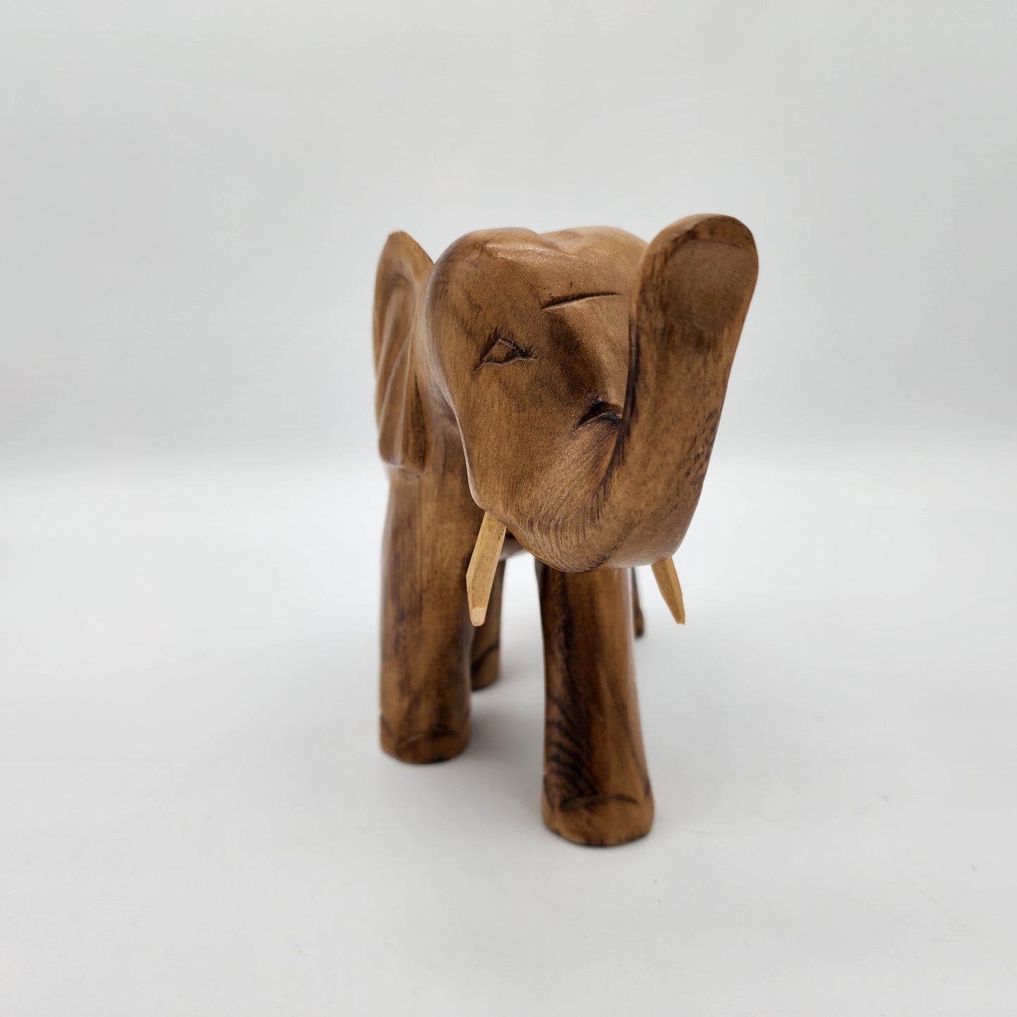 Wood Elephant with Trunk Up