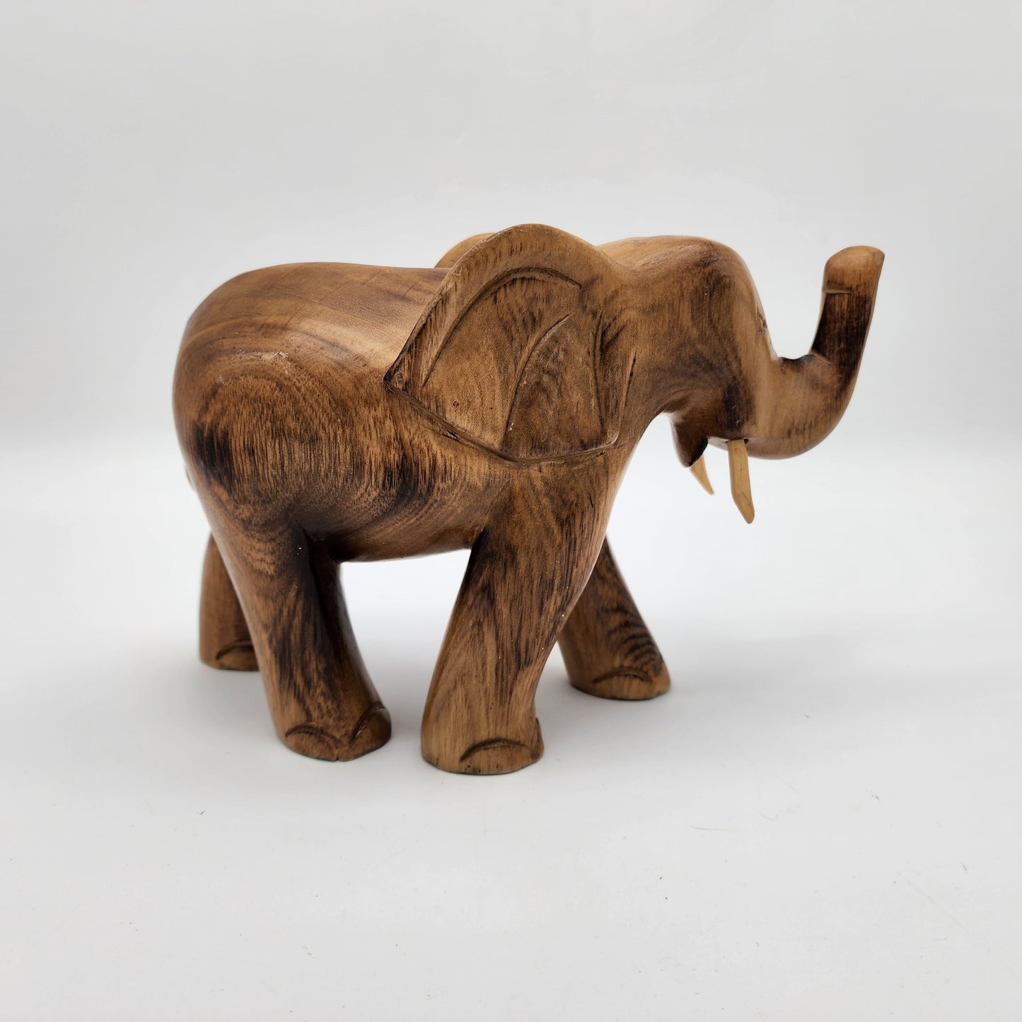 Wood Elephant with Trunk Up