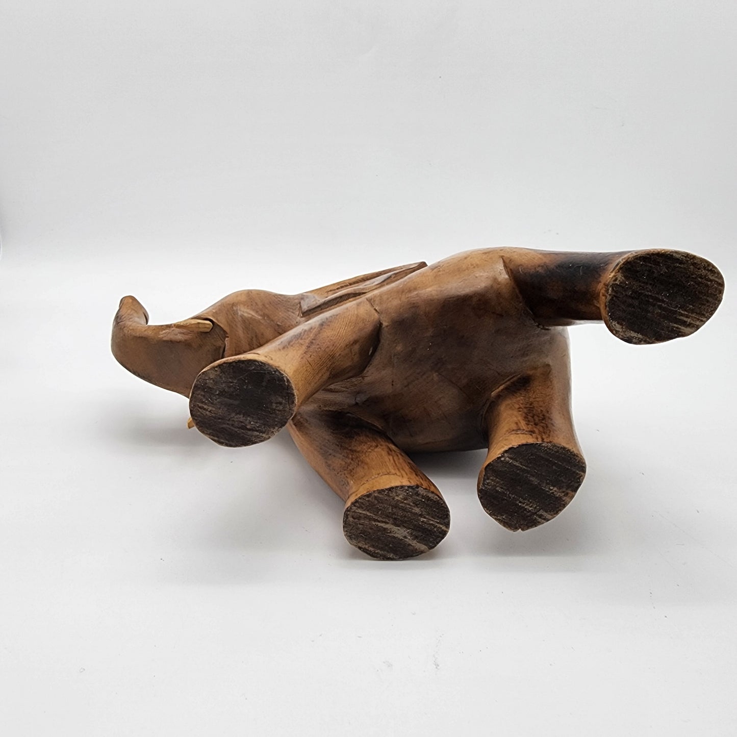 Wood Elephant with Trunk Up