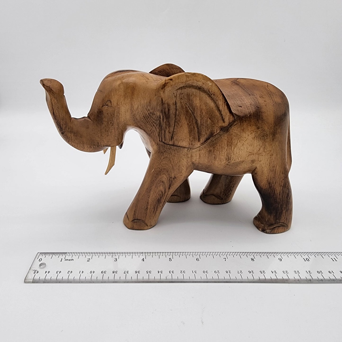 Wood Elephant with Trunk Up