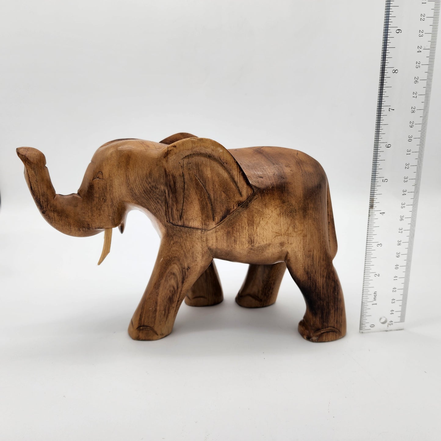 Wood Elephant with Trunk Up