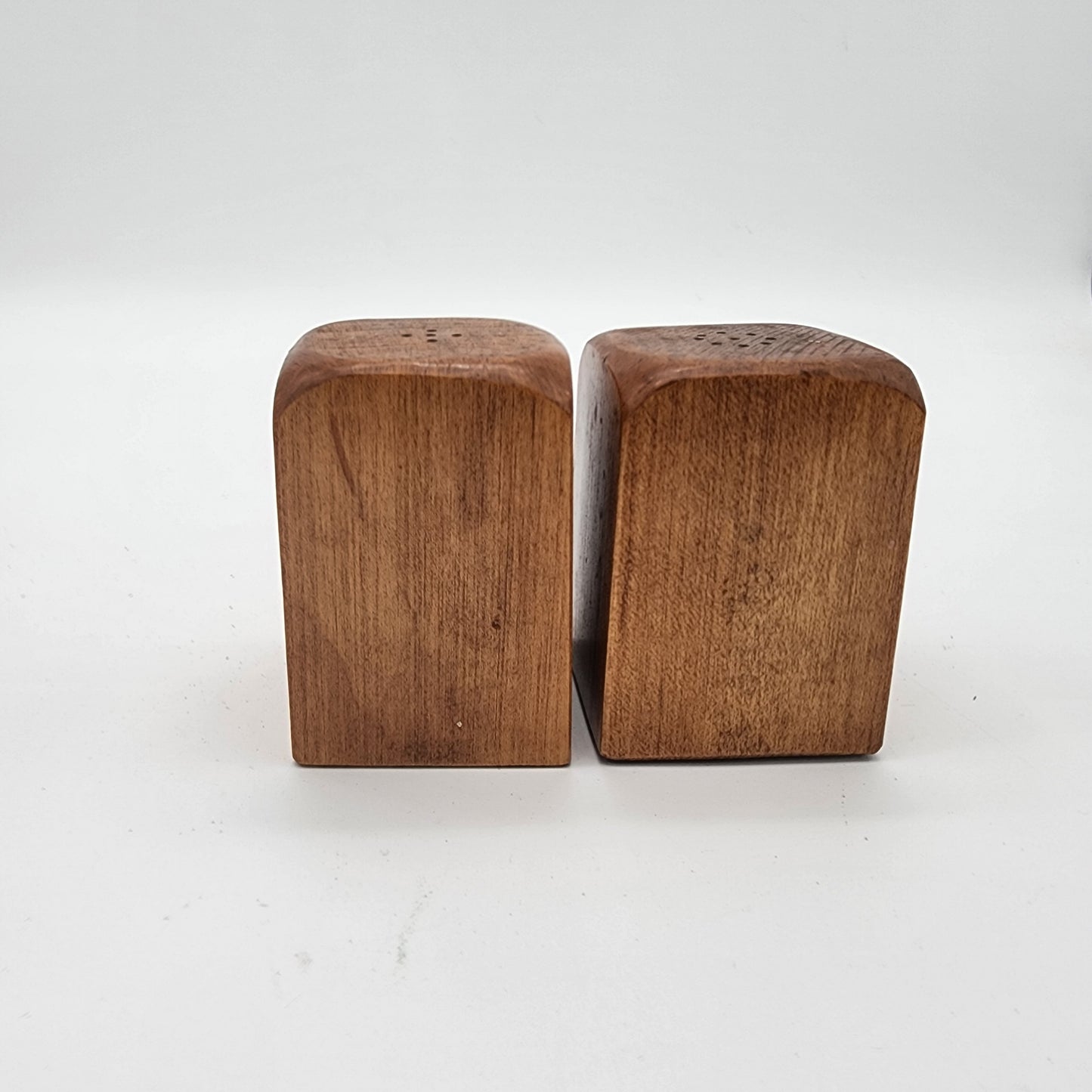 Mid Century Teak Wood Square Salt and Pepper Shakers