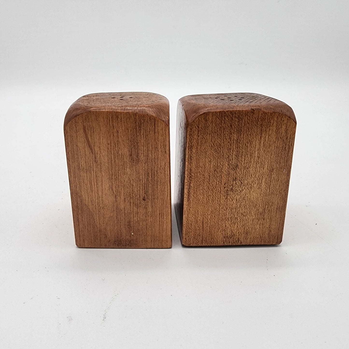 Mid Century Teak Wood Square Salt and Pepper Shakers