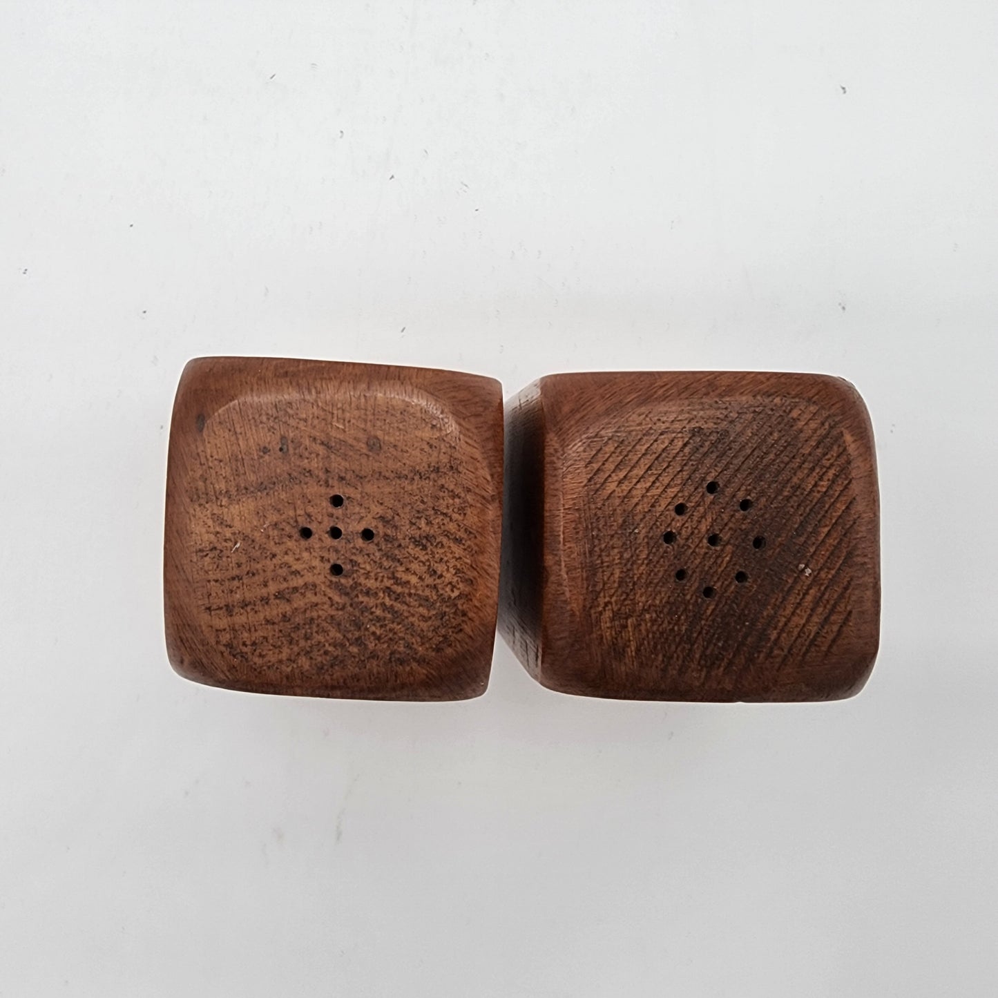 Mid Century Teak Wood Square Salt and Pepper Shakers