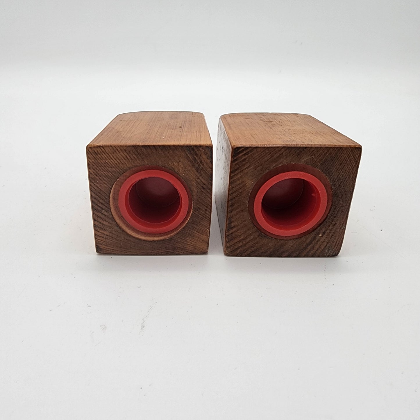 Mid Century Teak Wood Square Salt and Pepper Shakers