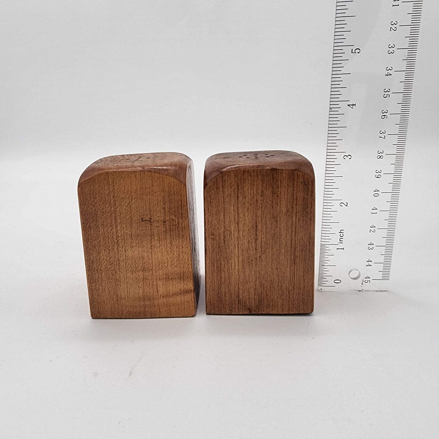 Mid Century Teak Wood Square Salt and Pepper Shakers