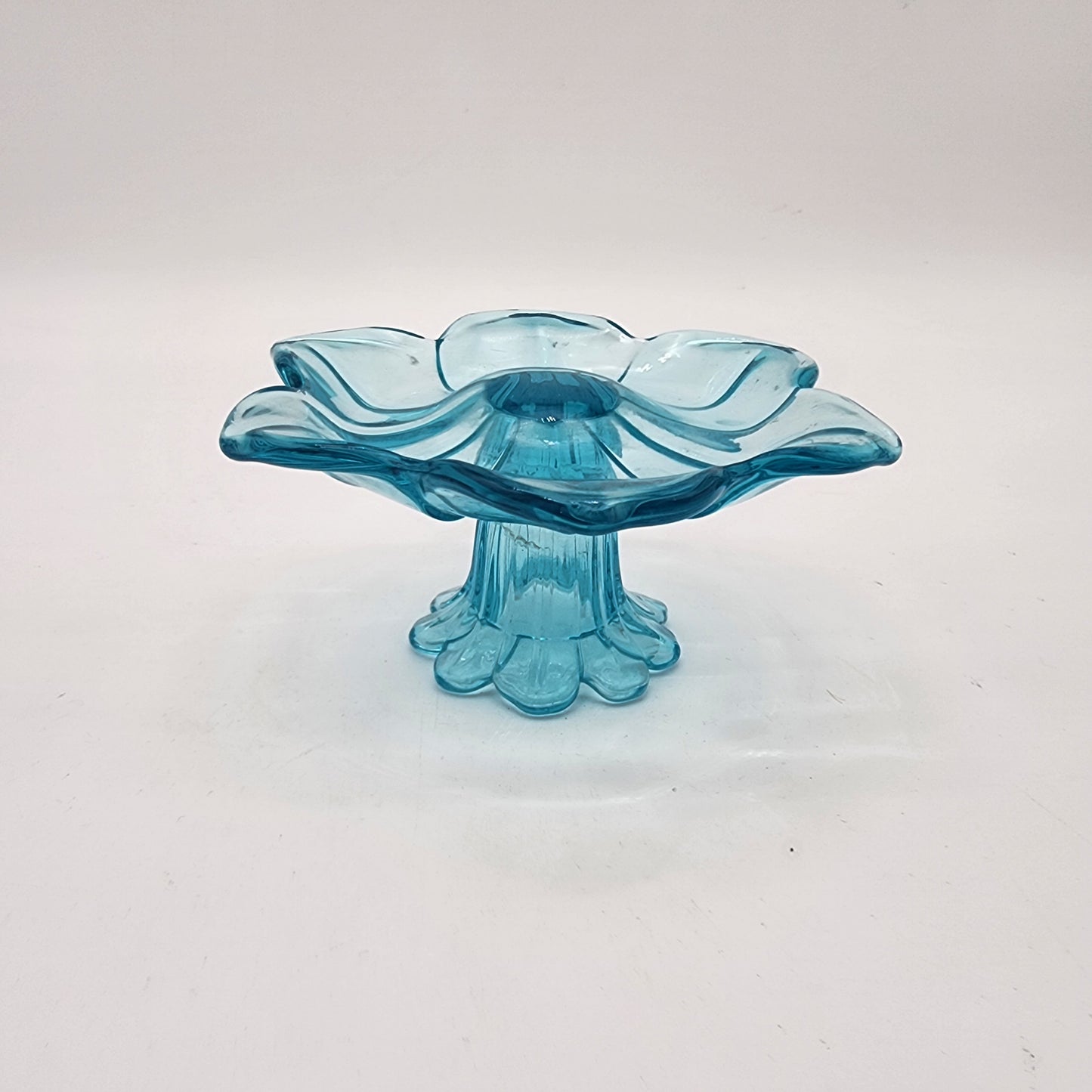 Beautiful Blue Glass Pedestal Dish