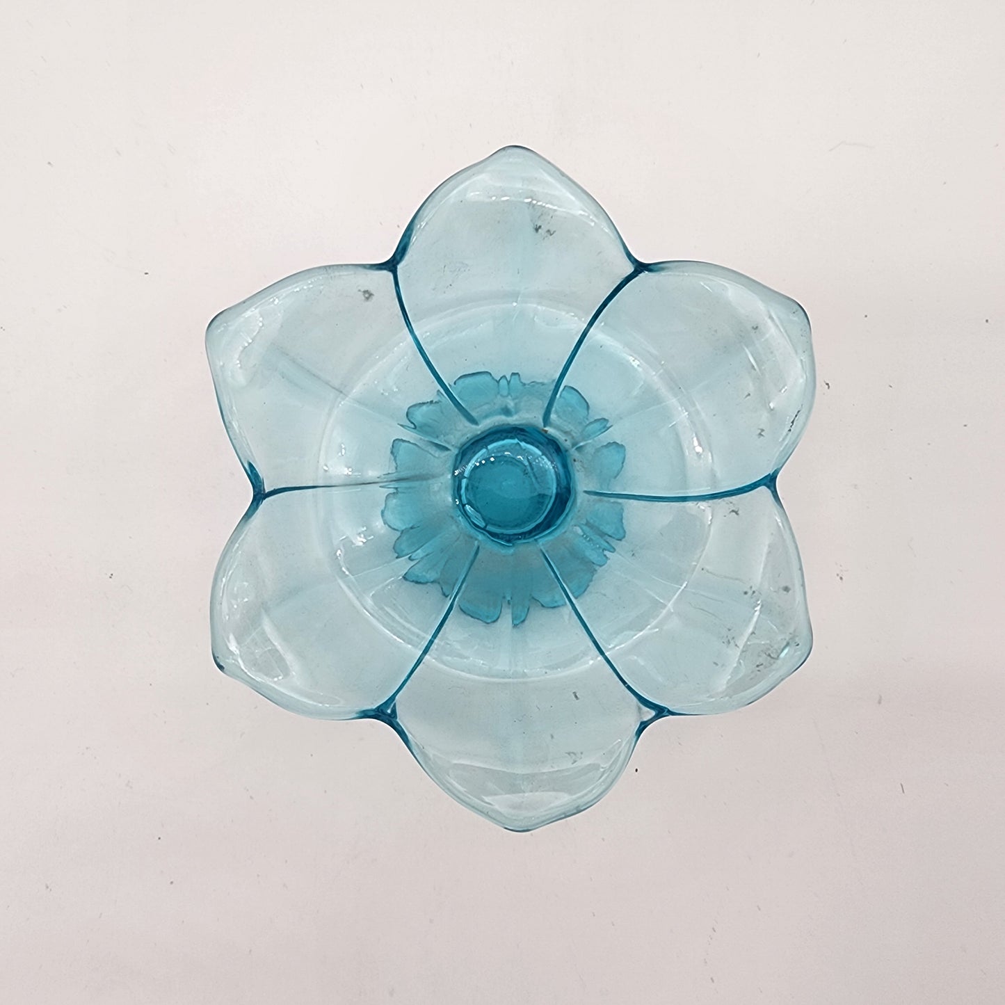 Beautiful Blue Glass Pedestal Dish