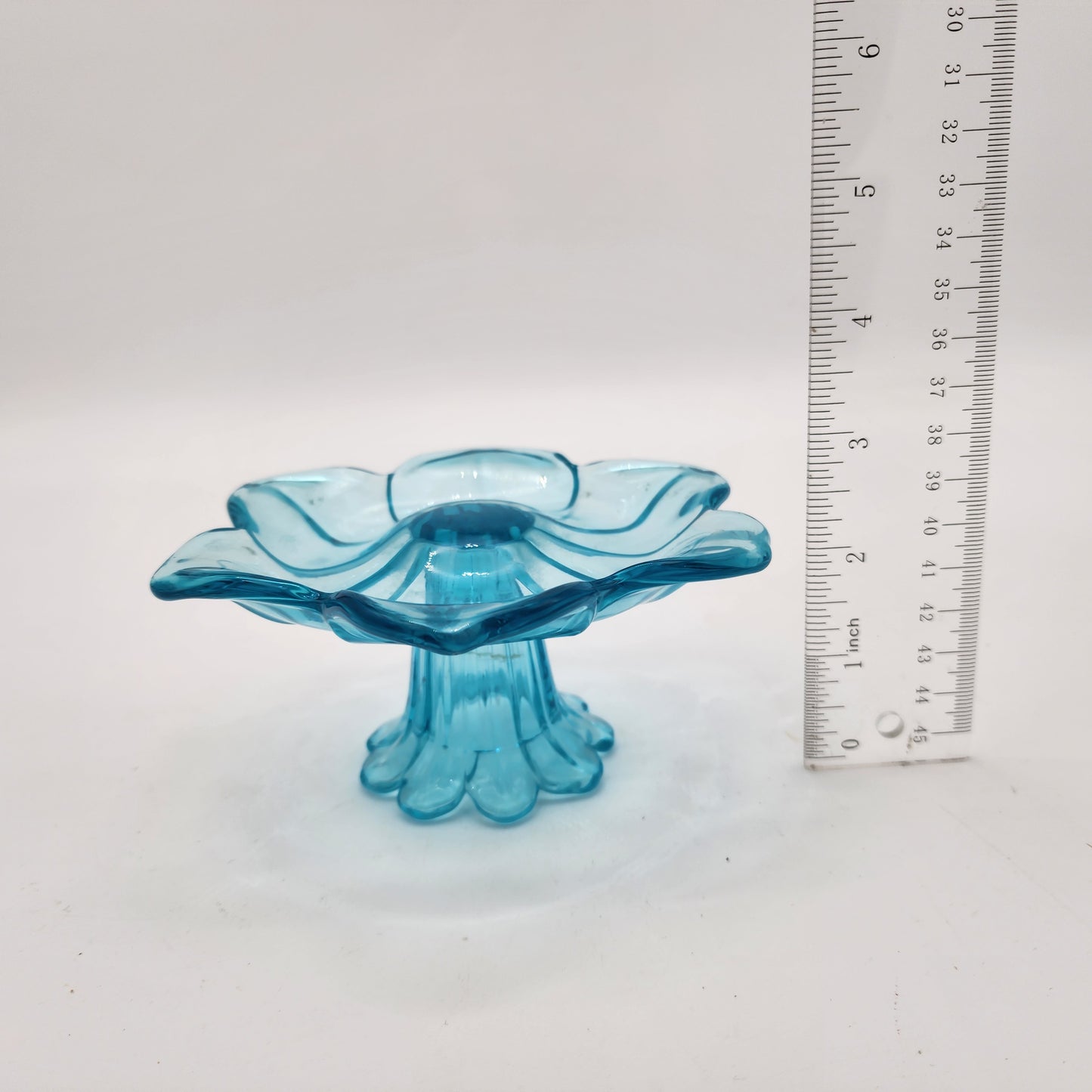 Beautiful Blue Glass Pedestal Dish