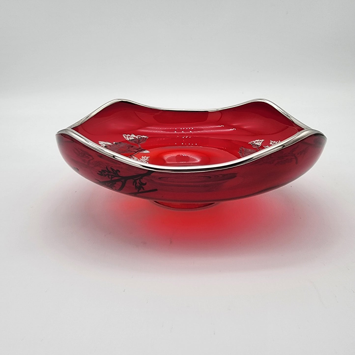 Silver City Flanders Ruby Red Silver Overlay Dish