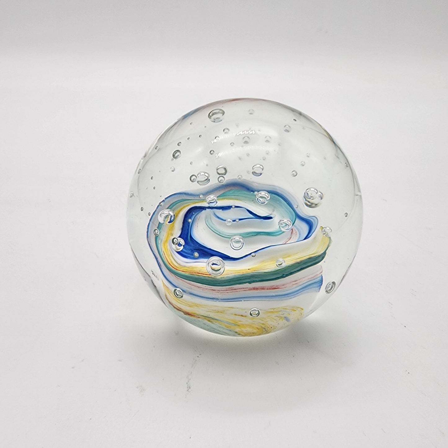 Ribbon Swirl Controled Bubble Glass Paperweight