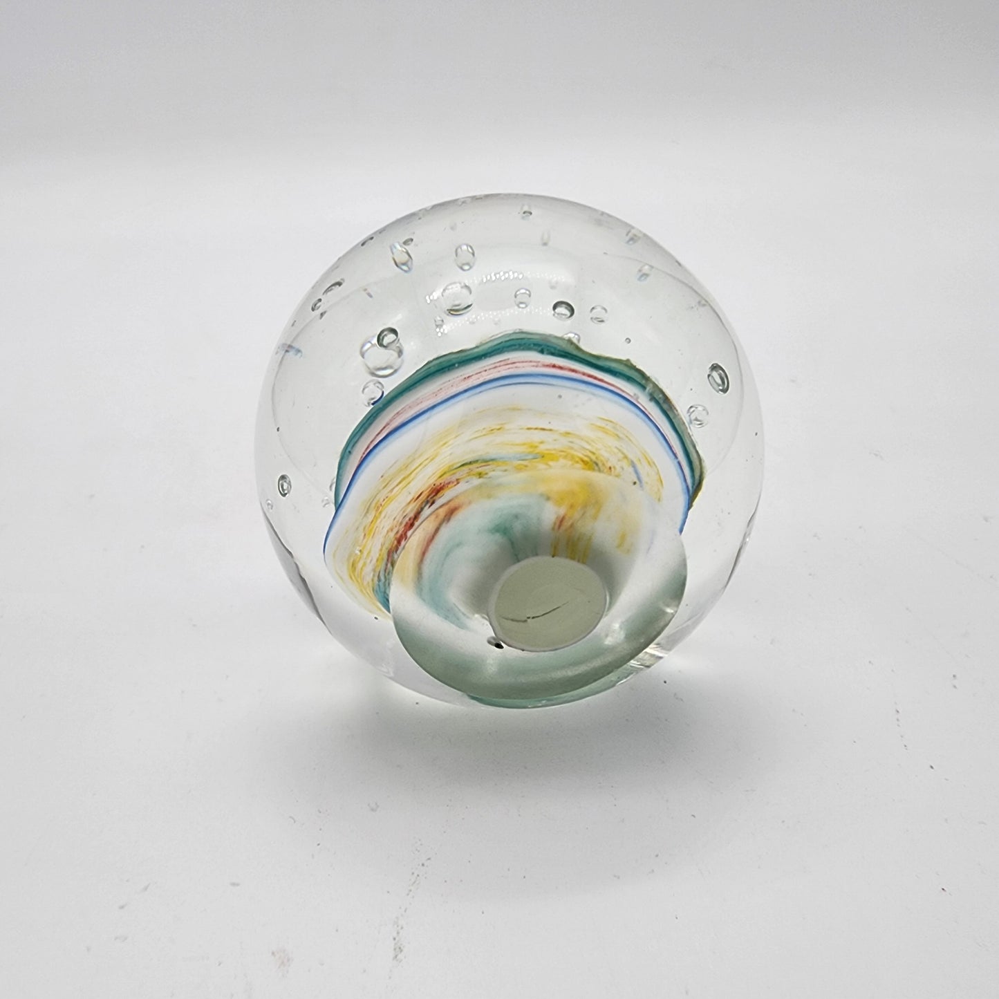 Ribbon Swirl Controled Bubble Glass Paperweight