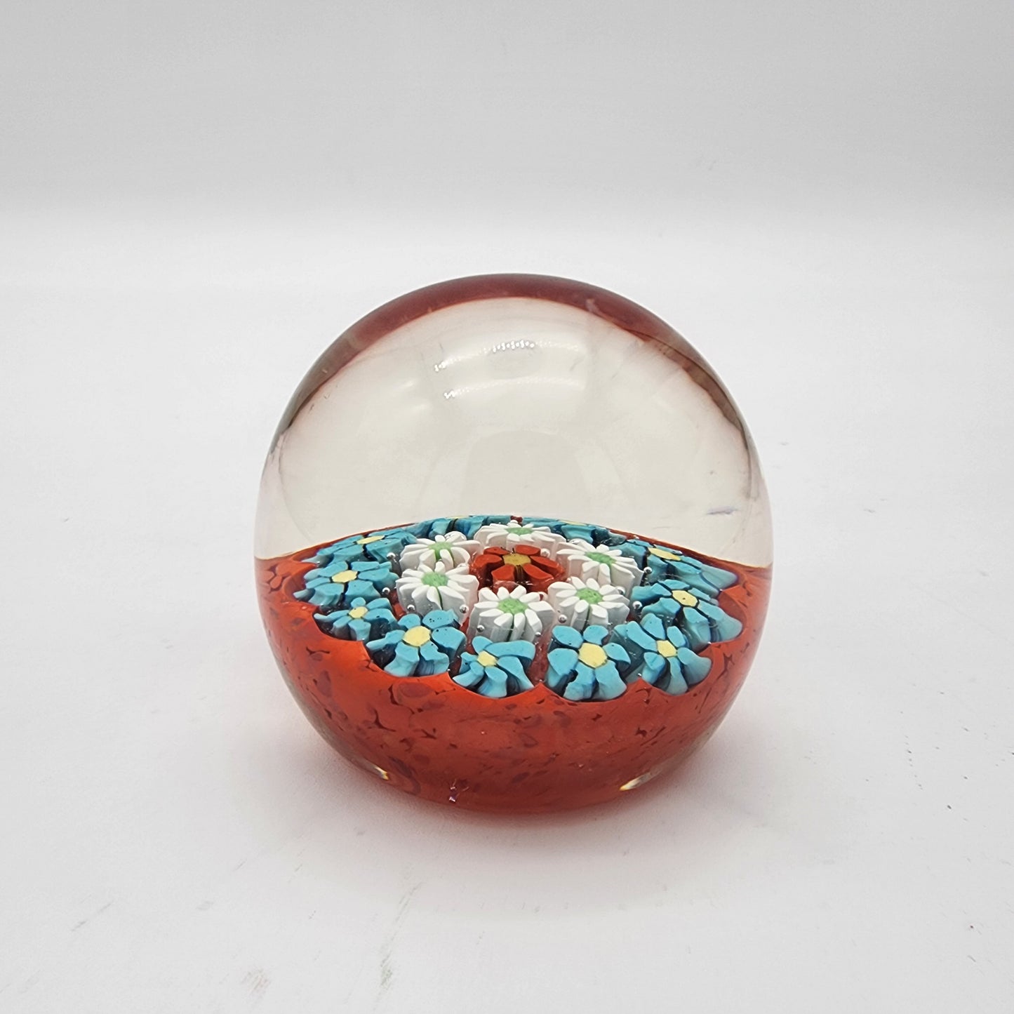 Millefiori Flowers Glass Paperweight