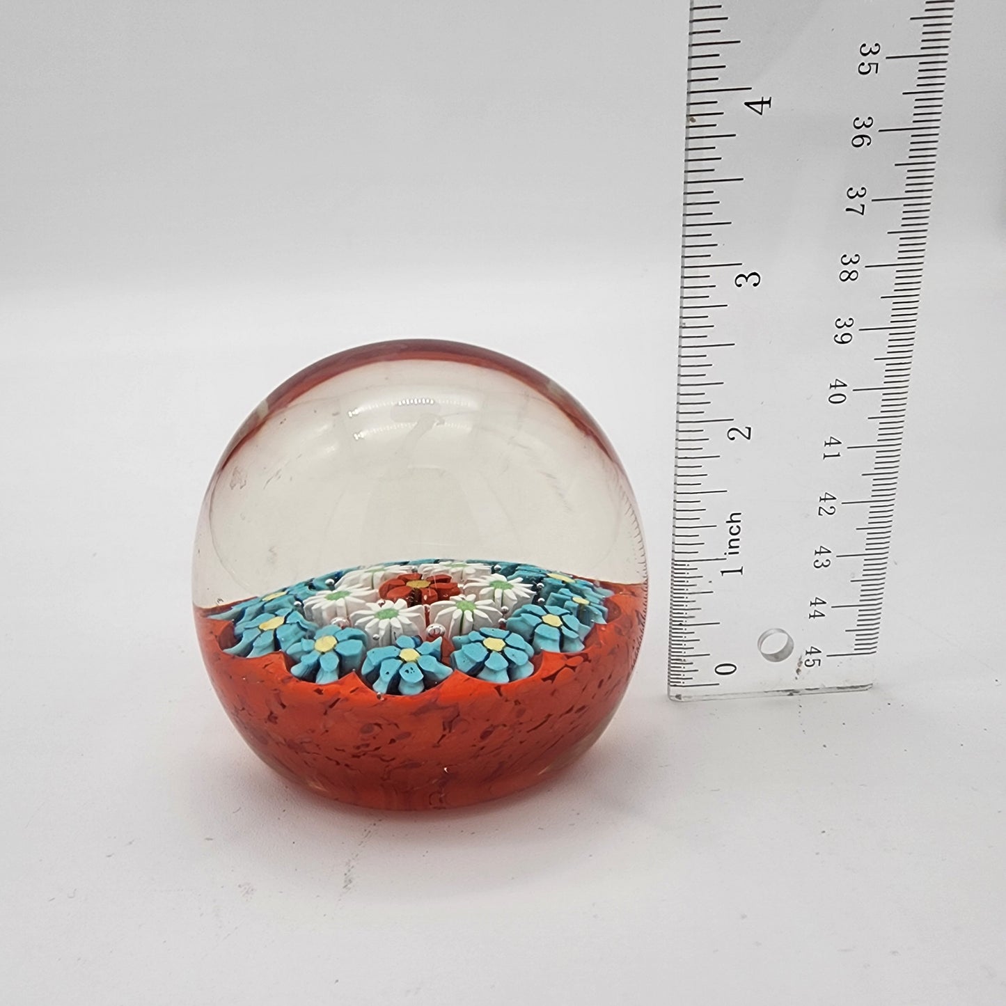 Millefiori Flowers Glass Paperweight