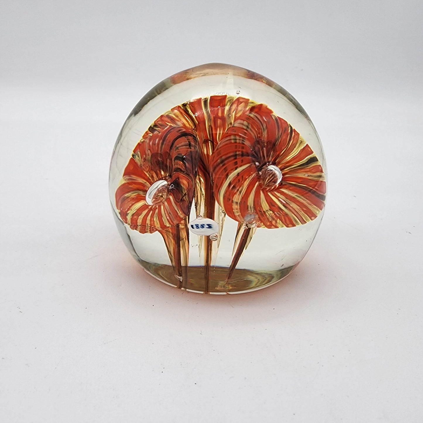 Fratelli Toso Murano Glass Paperweight Trumpet Flowers- Has Flaw