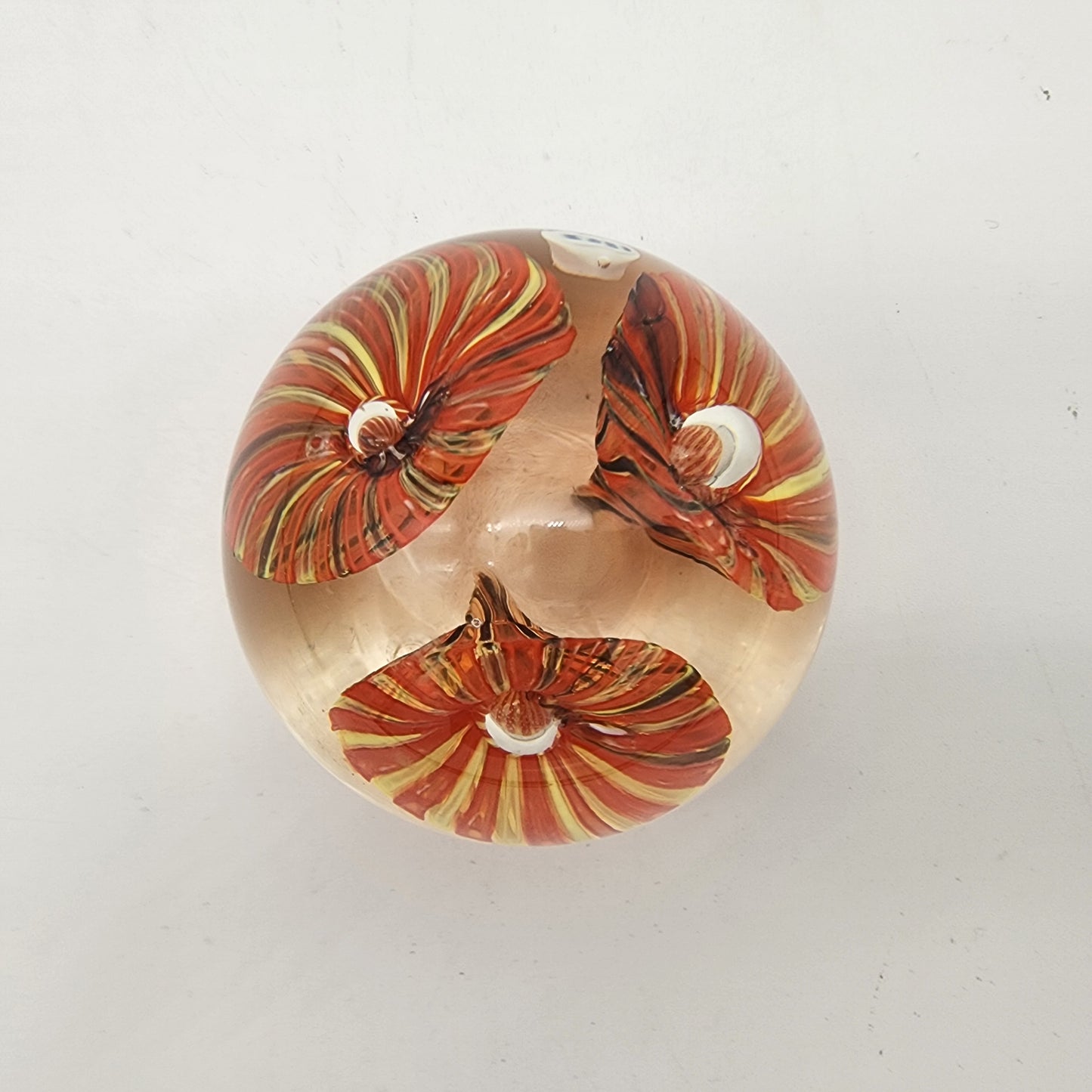 Fratelli Toso Murano Glass Paperweight Trumpet Flowers- Has Flaw