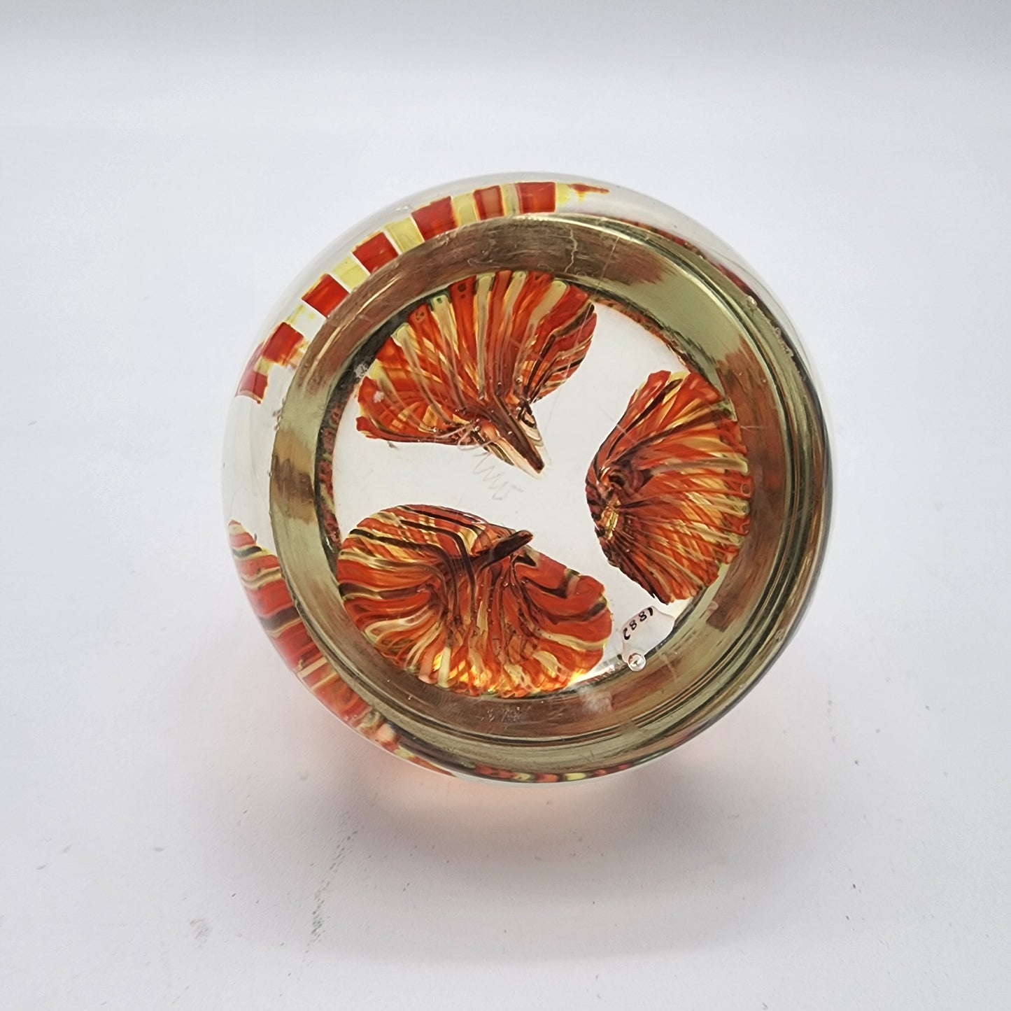 Fratelli Toso Murano Glass Paperweight Trumpet Flowers- Has Flaw