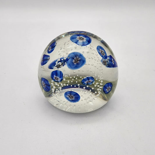 Blue Millefiori Cane Glass Paperweight