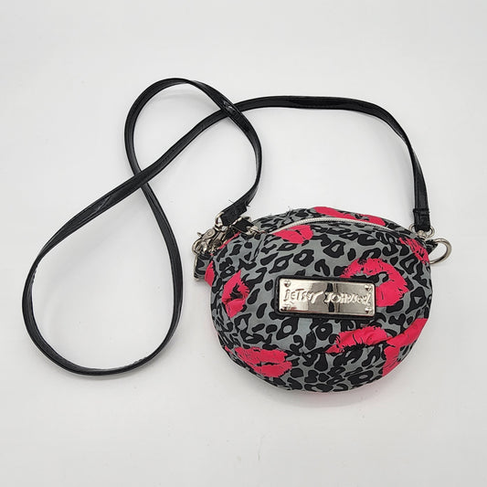 Betsey Johnson Mini Crossbody Bag Leopard Lips Kiss Purse